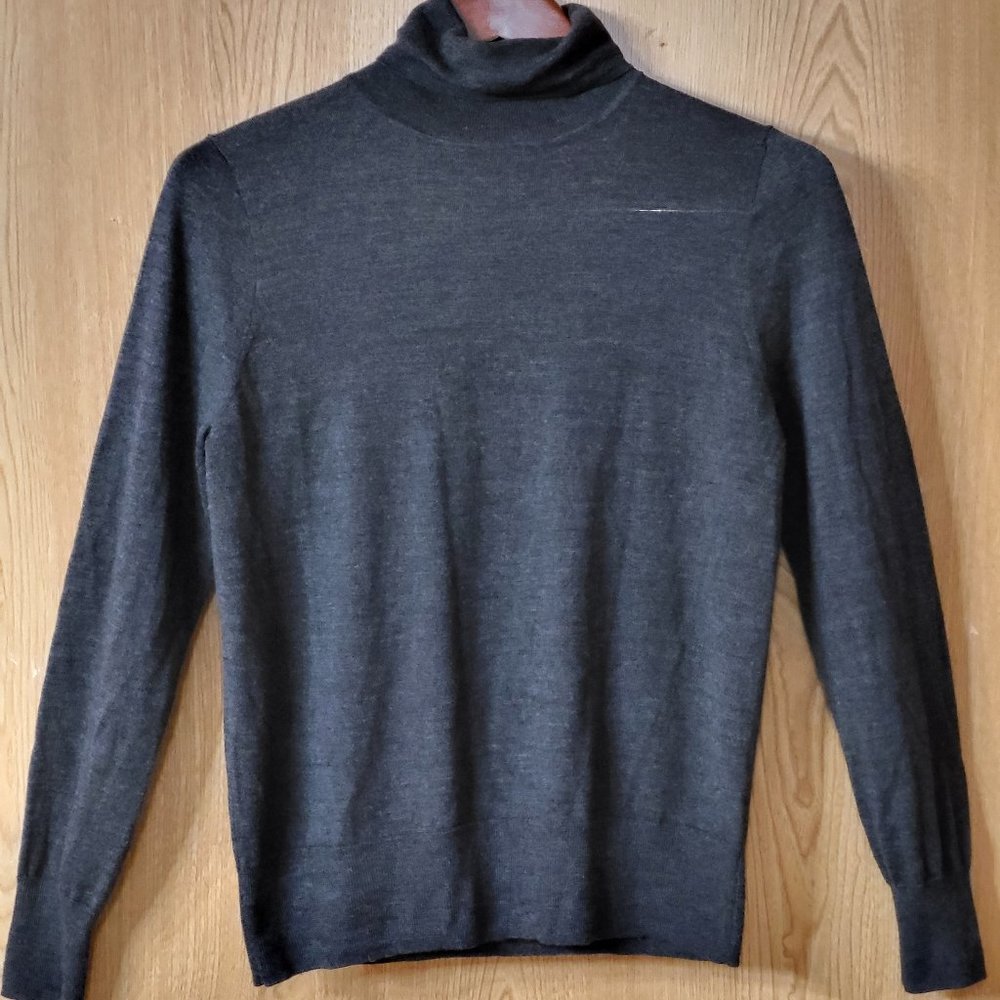 J Crew Factory Gray Merino Wool Blend Turtleneck Sweater Size Large